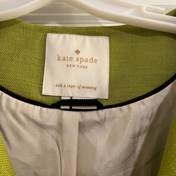 New Kate Spade New York Green Cropped Open Front Jacket Blazer 4 - Picture 3 of 4